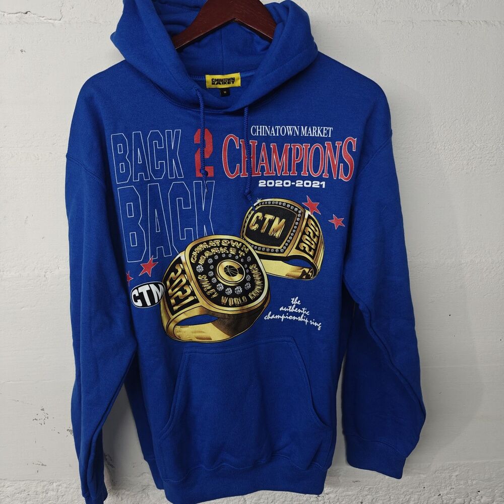 Chinatown Market Champions 2020-2021 Hoodie Sweatshirt Blue Mens - Medium